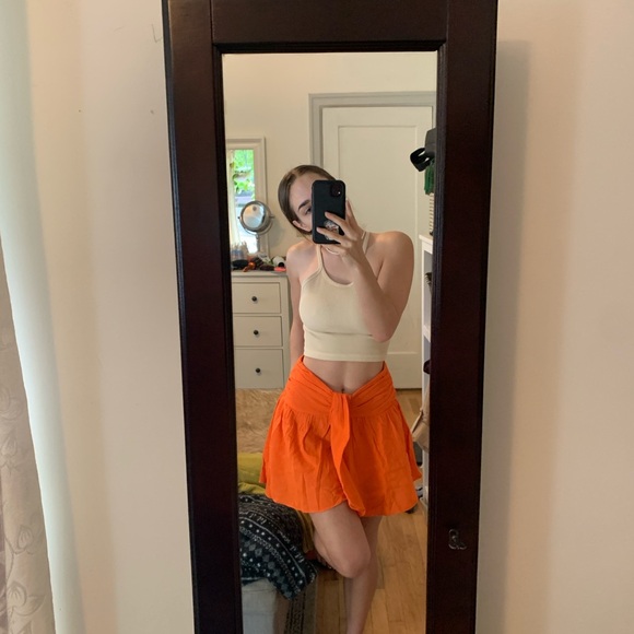 Free People Beach bright orange skirt - Picture 2 of 3